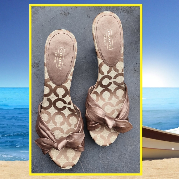 COACH Bronze Bow-Knot Sandals - Picture 5 of 8